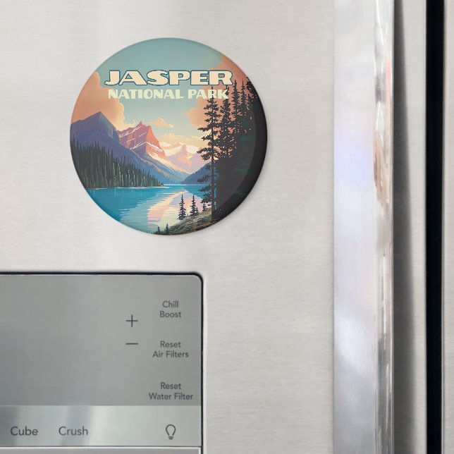 Jasper National Park Alberta Canada Rockies Retro Magnet (In Situ (Fridge))