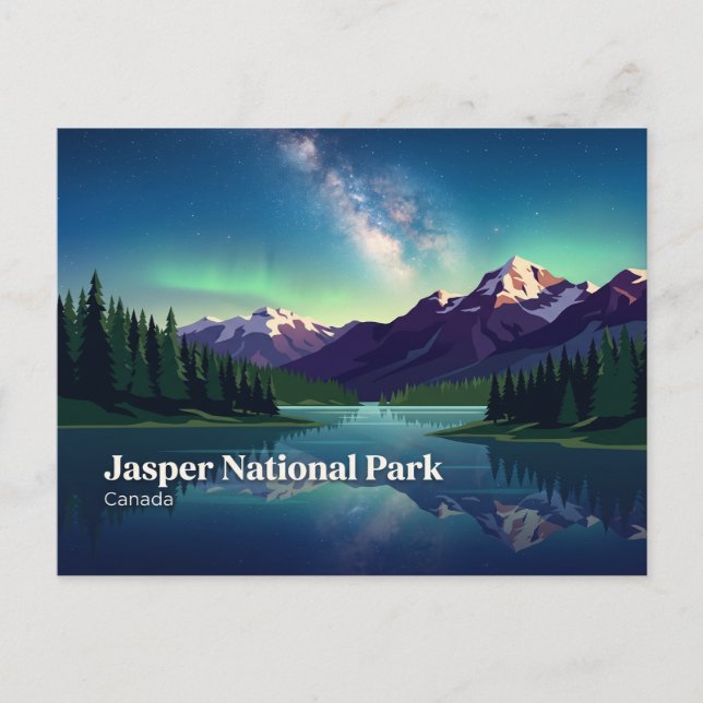 Jasper National Park at Night Canada Postcard (Front)