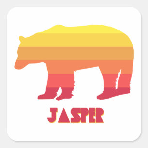 Jasper National Park Bear Square Sticker