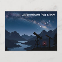 Jasper National Park Canada Night Sky Postcard