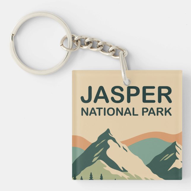 Jasper National Park Canada Scenic Nature Art Key Ring (Front)