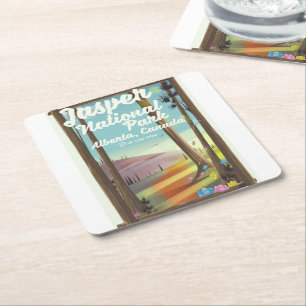 Jasper National park, Canada travel poster Square Paper Coaster