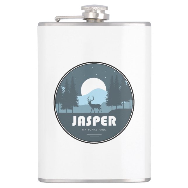 Jasper National Park Deer Hip Flask (Front)