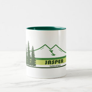 Jasper National Park Green Stripes Two-Tone Coffee Mug