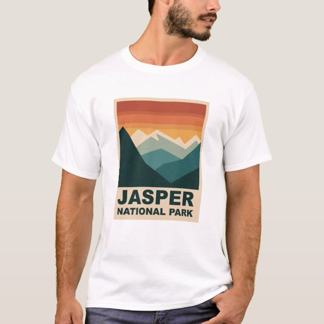 Jasper National Park Minimalist Outdoor Design T-Shirt (Front)