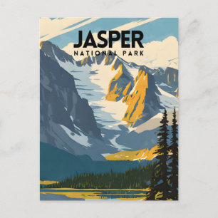 Jasper National Park Nostalgic Retro Travel Poster Postcard
