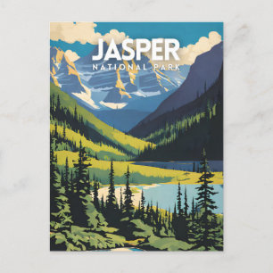 Jasper National Park Nostalgic Travel Poster Postcard