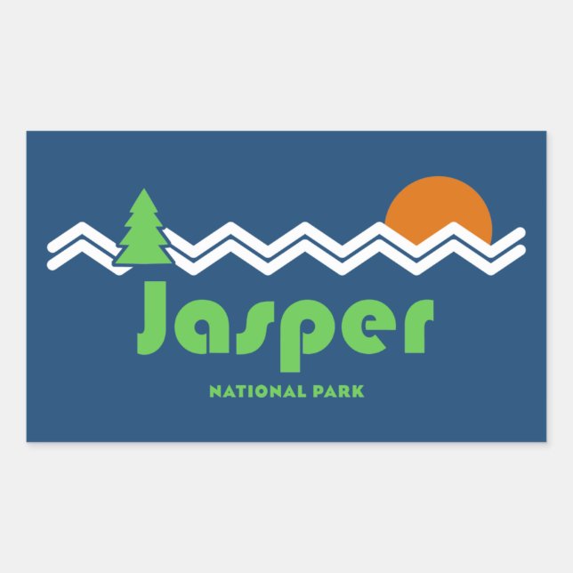 Jasper National Park Retro Rectangular Sticker (Front)