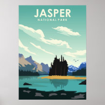 Jasper National Park Vintage Minimal Travel Poster