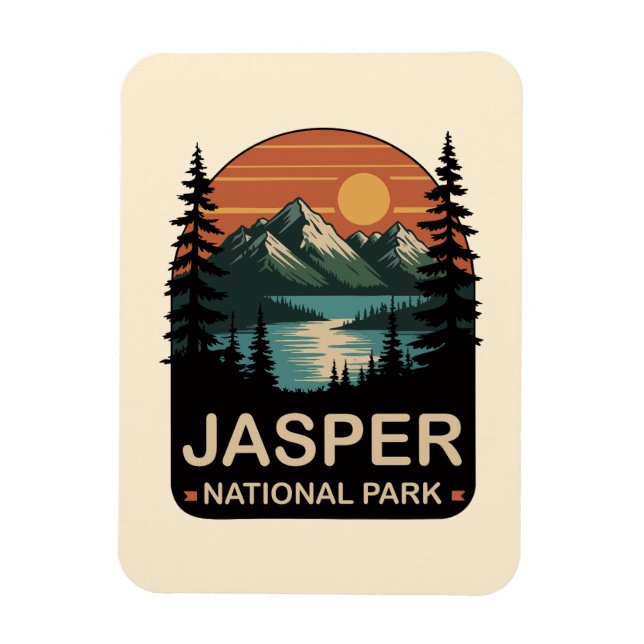 Jasper National Park Vintage Mountain Design Magnet (Vertical)