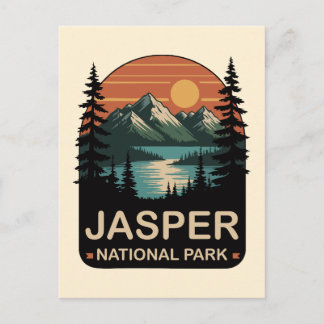 Jasper National Park Vintage Mountain Design Postcard