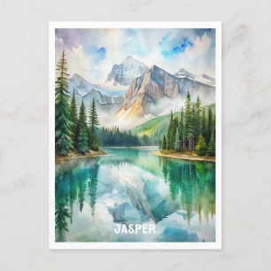 Jasper National Park Watercolor Painting Postcard