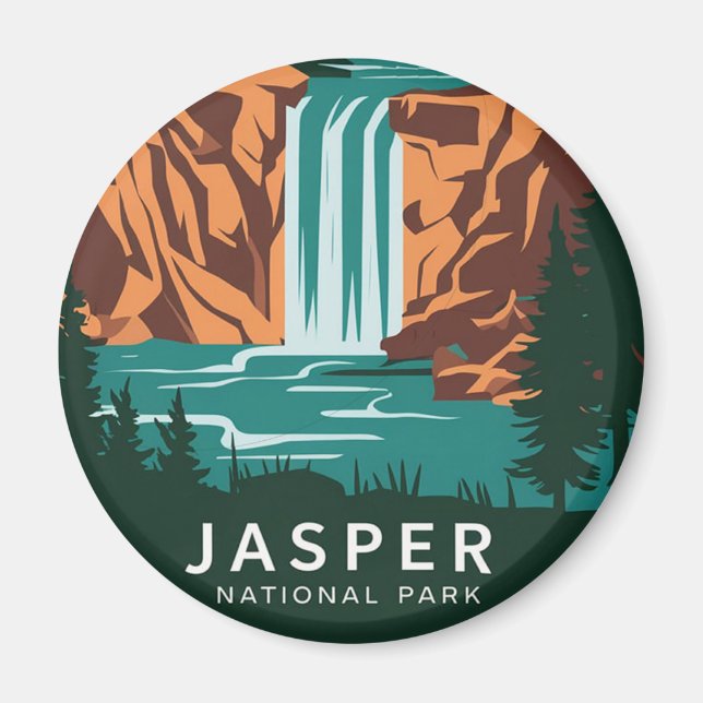 Jasper National Park Waterfall Magnet (Front)