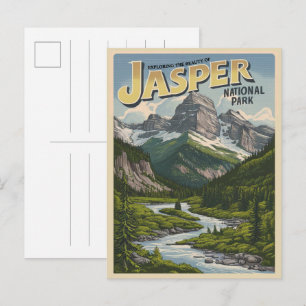 Jasper Nationla park alberta canada vintage gifts Postcard