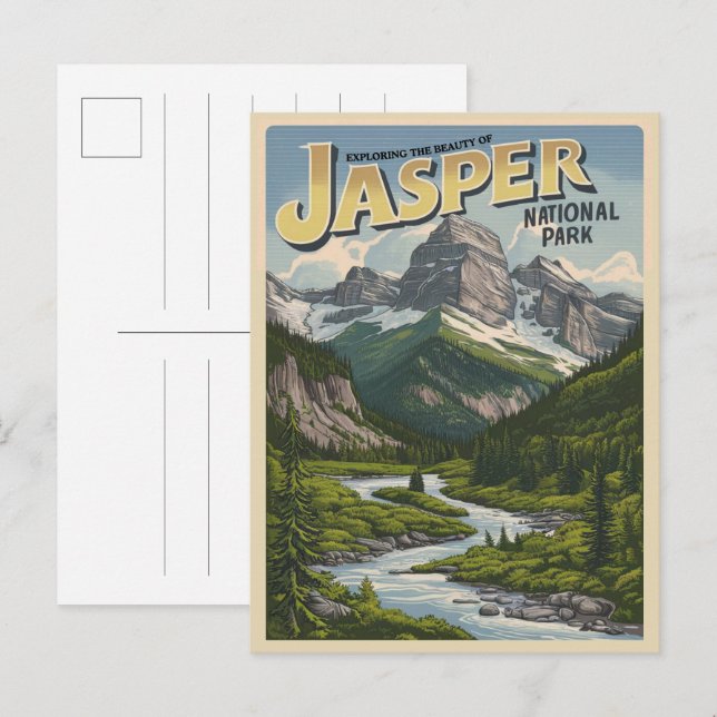 Jasper Nationla park alberta canada vintage gifts Postcard (Front/Back)
