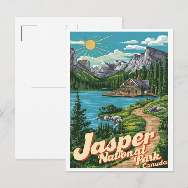 Jasper Nationla park alberta canada vintage gifts Postcard (Front/Back)