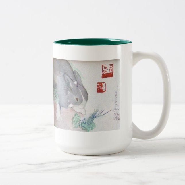 Jasper the Bunny Two-tone Mug - Green (Right)