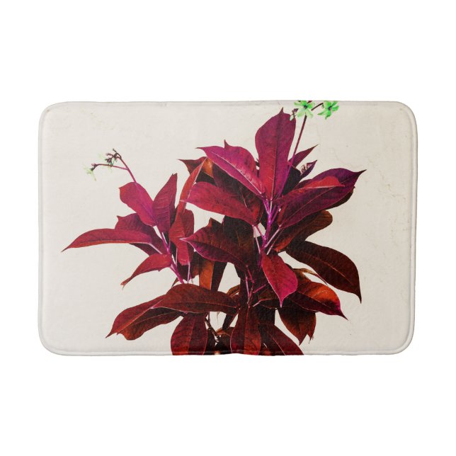 Jatropha Plant in Deep Red Bath Mat (Front)
