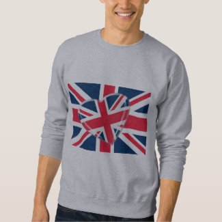 Jaunty Union Jack Flag and Heart Art Sweatshirt