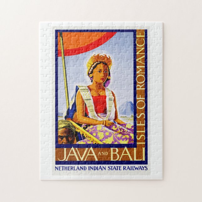 Java and Bali Indonesia Vintage Travel Jigsaw Puzzle (Vertical)