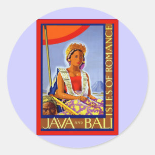 Java and Bali ~ Isles of Romance ~ Vintage Travel Classic Round Sticker