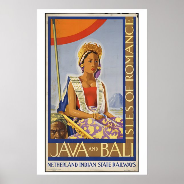 Java Bali Indonesia Isles of Romance Vintage Poster (Front)