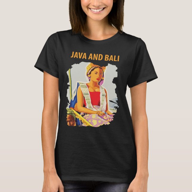 Java Bali Indonesia Traditional Blue Travel T-Shirt (Front)