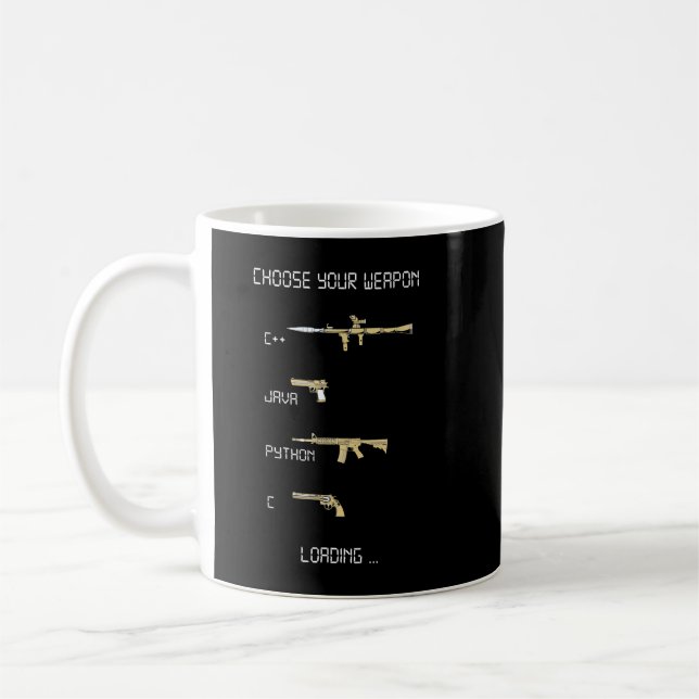 Java C++ Python C Coding Programmer Weapon Coffee Mug (Left)