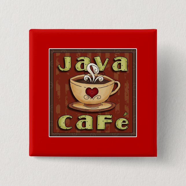 java cafe 15 cm square badge (Front)