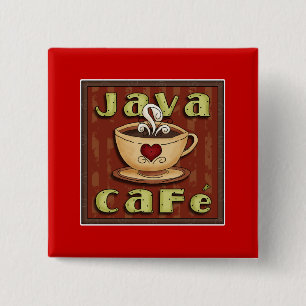 java cafe 15 cm square badge