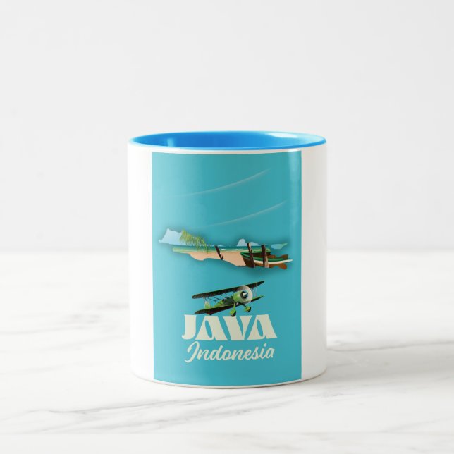 Java indonesia map Two-Tone coffee mug (Center)