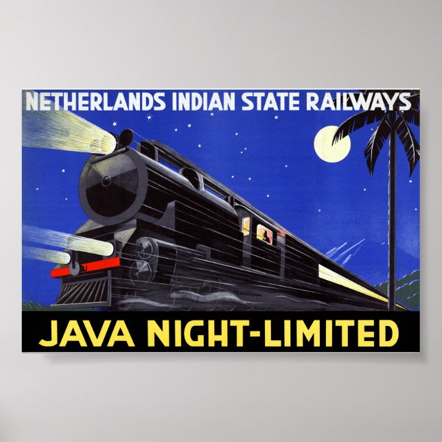 Java Indonesia Vintage Travel Poster Restored (Front)