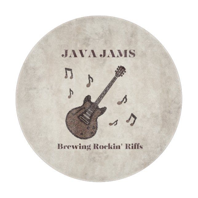 Java Jams-Brewing Rockin' Riffs-Coffee-Guitar- Cutting Board (Front)