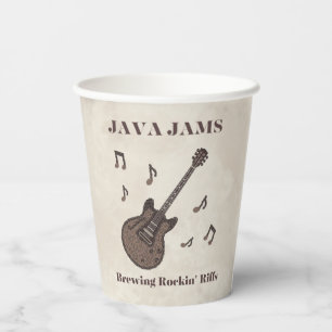 Java Jams-Brewing Rockin' Riffs-Coffee-Guitar- Paper Cups