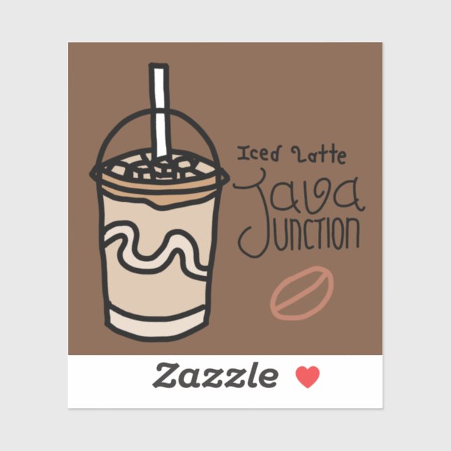 Java Junction Iced Latte Sticker with Text (Sheet)