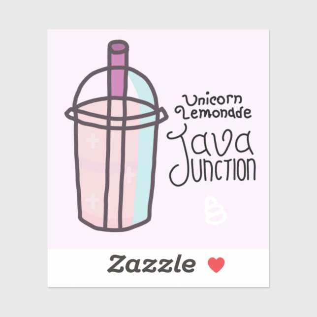 Java Junction Unicorn Lemonade Sticker With Text (Sheet)