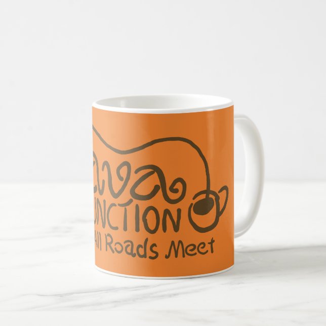 Java Junction with Coffee Brown Text Mug (Front Right)