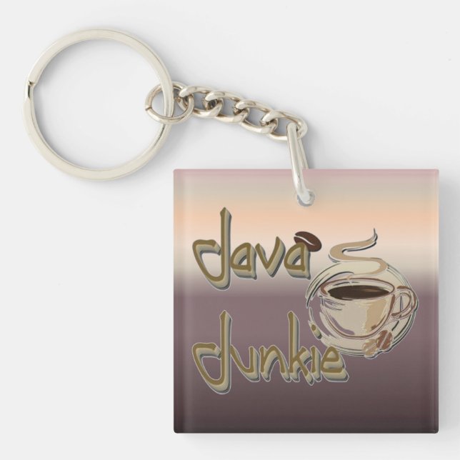 Java Junkie Coffee Lovers Acrylic Key Chain (Front)