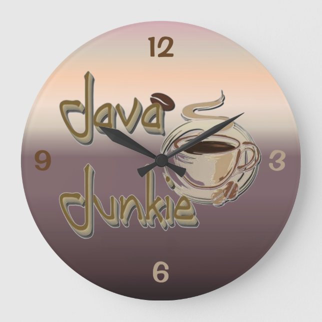 Java Junkie Coffee Lovers Wall Clock (Front)