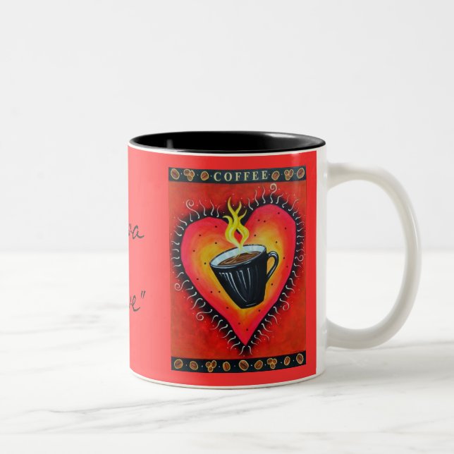 "Java Love" Double Image Two-Tone Coffee Mug (Right)