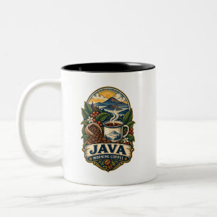 Java Morning Coffee Vintage Two-Tone Mug