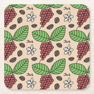 Java Plant Pattern Square Paper Coaster