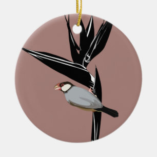 Java Sparrow Bird Ceramic Tree Decoration
