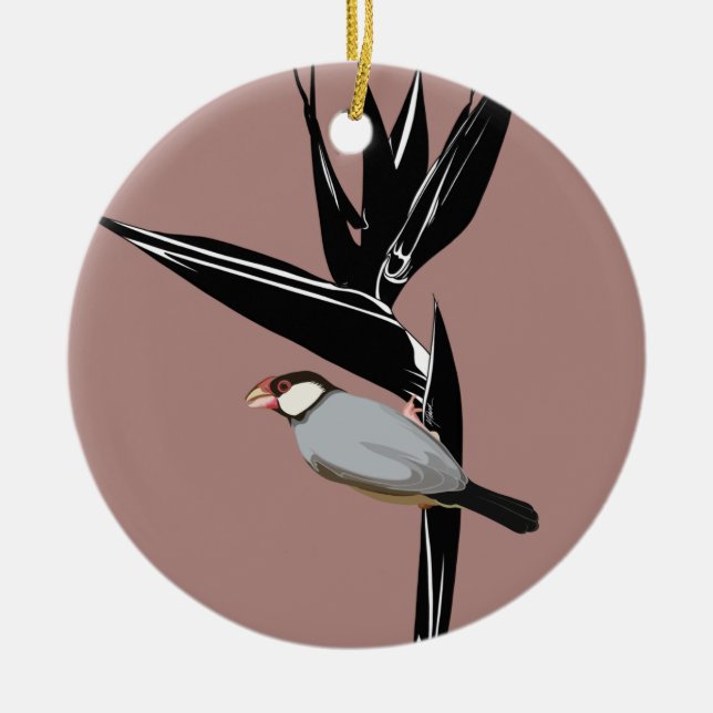 Java Sparrow Bird Ceramic Tree Decoration (Front)