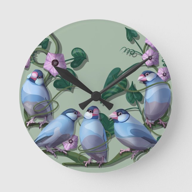 Java sparrows  round clock (Front)