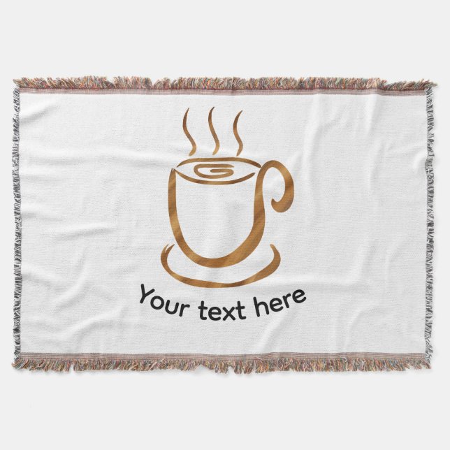 Java Steaming Cup | Wooden Curvy Coffee & Tea Throw Blanket (Front)