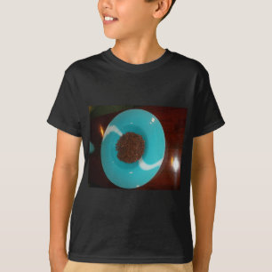 Java Vibes: Coffee Beans and Cyan Blue Bowl Art  T-Shirt