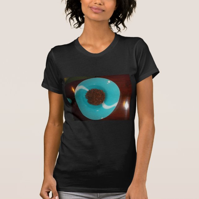 Java Vibes: Coffee Beans and Cyan Blue Bowl Art  T-Shirt (Front)