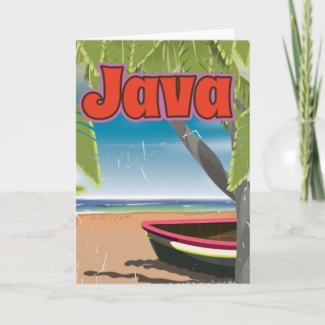 Java vintage travel poster holiday card (Front)