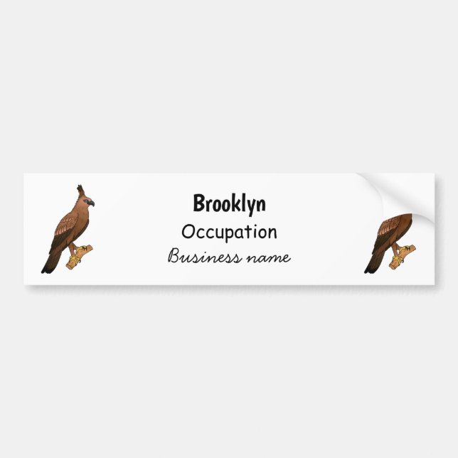 Javan hawk eagle bird cartoon illustration bumper sticker (Front)